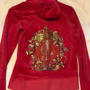 Juicy Couture pink velour zip hoodie size small